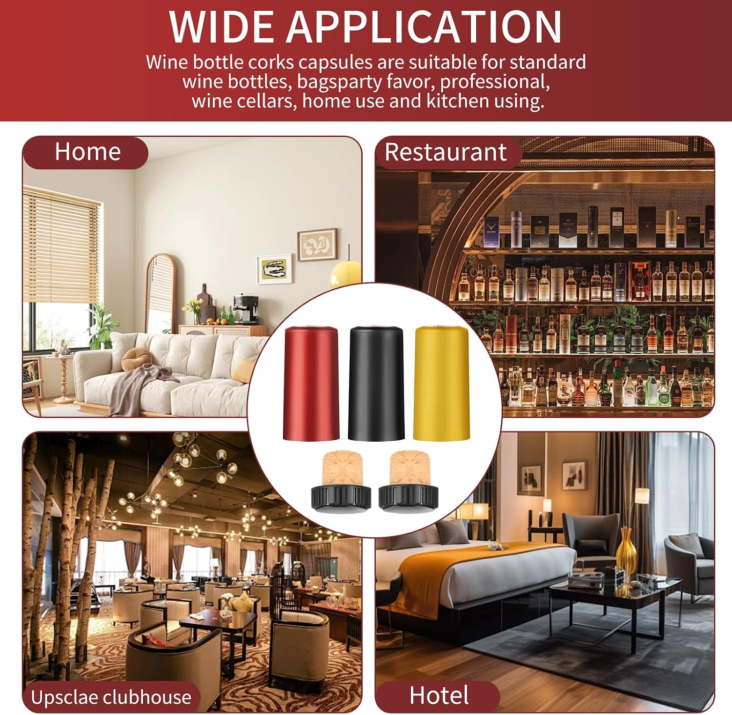 60pcs Wine Sealer for Bottles, Includes 30pcs Cork Stoppers and 30pcs PVC Heat Shrink Capsules, Perfect for Home and Cruises