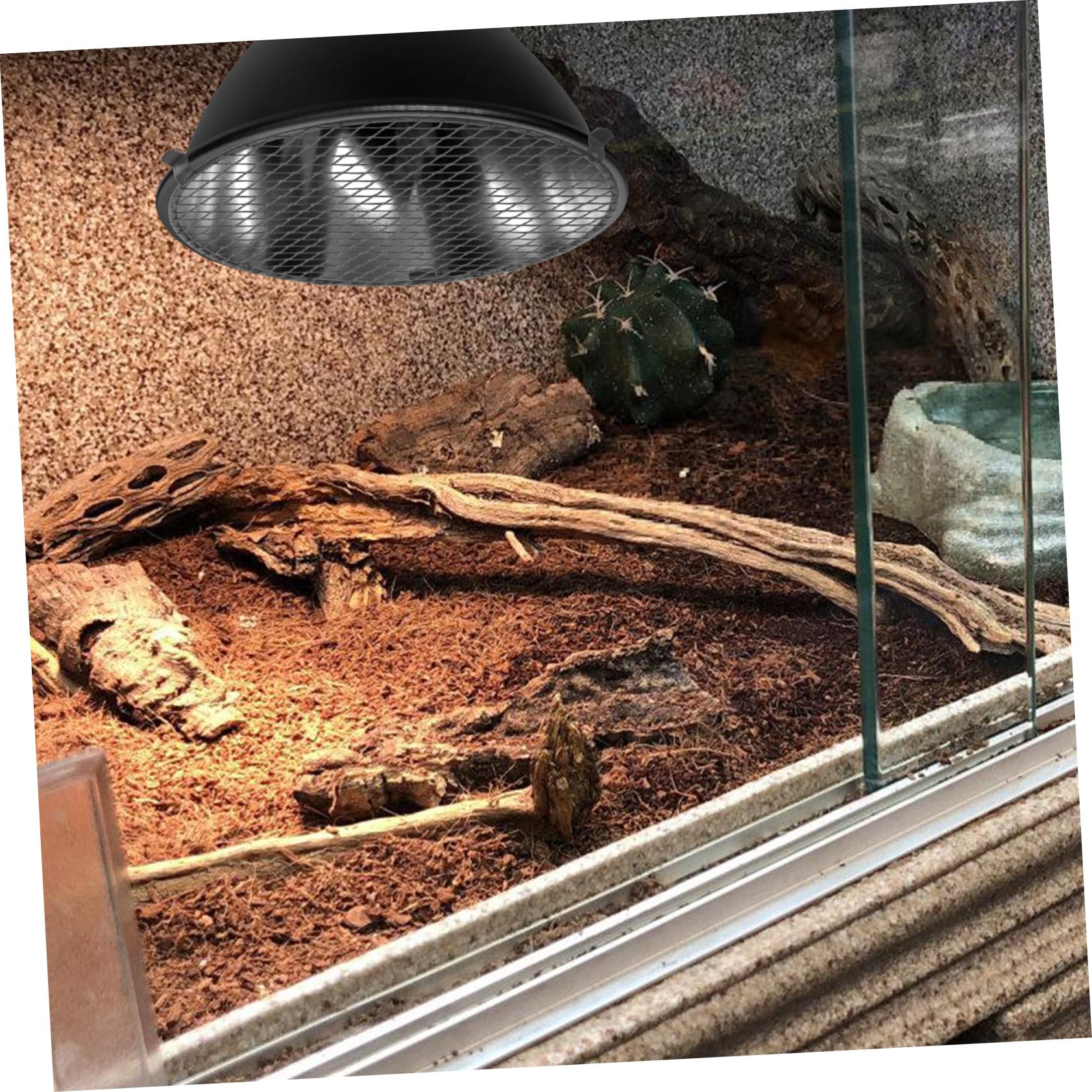 Hohopeti Wärmelampe mit Schutzkorb aus Eisen für Reptilien und Schildkröten Schneller Lampenwechsel Sicherer Lampenschutz für Terrarien bis 5,5 Zoll