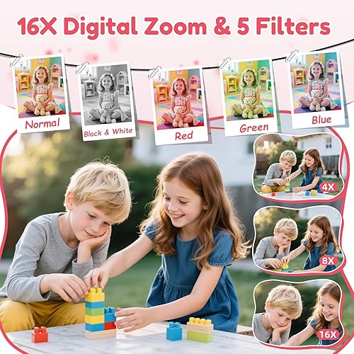 Miniatura 7 de Cámara digital, FHD 4K Cámara digital de apuntar y disparar con zoom de 16X antivibración, cámara pequeña compacta de 48 MP con tarjeta de 32 GB