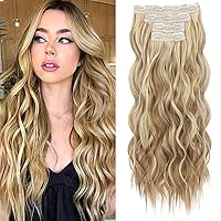 Vista 16 de REECHO Extensiones de cabello, 4 extensiones de cabello con clip de 24 pulgadas de grosor, extensiones de cabello castaño largo, he003, trama