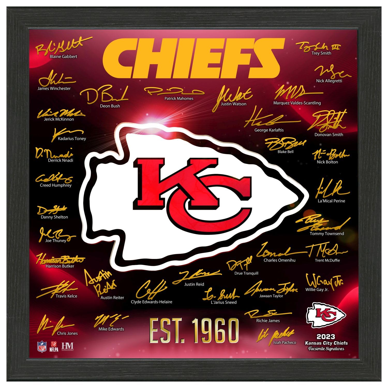 Highland Mint Kansas City Chiefs NFL Signature Logo Bild 33x33cm