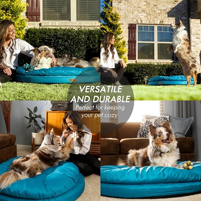Foto 4 de 8 de ClevaHome Cama Perro Grande Redonda Impermeable Lavable Azul