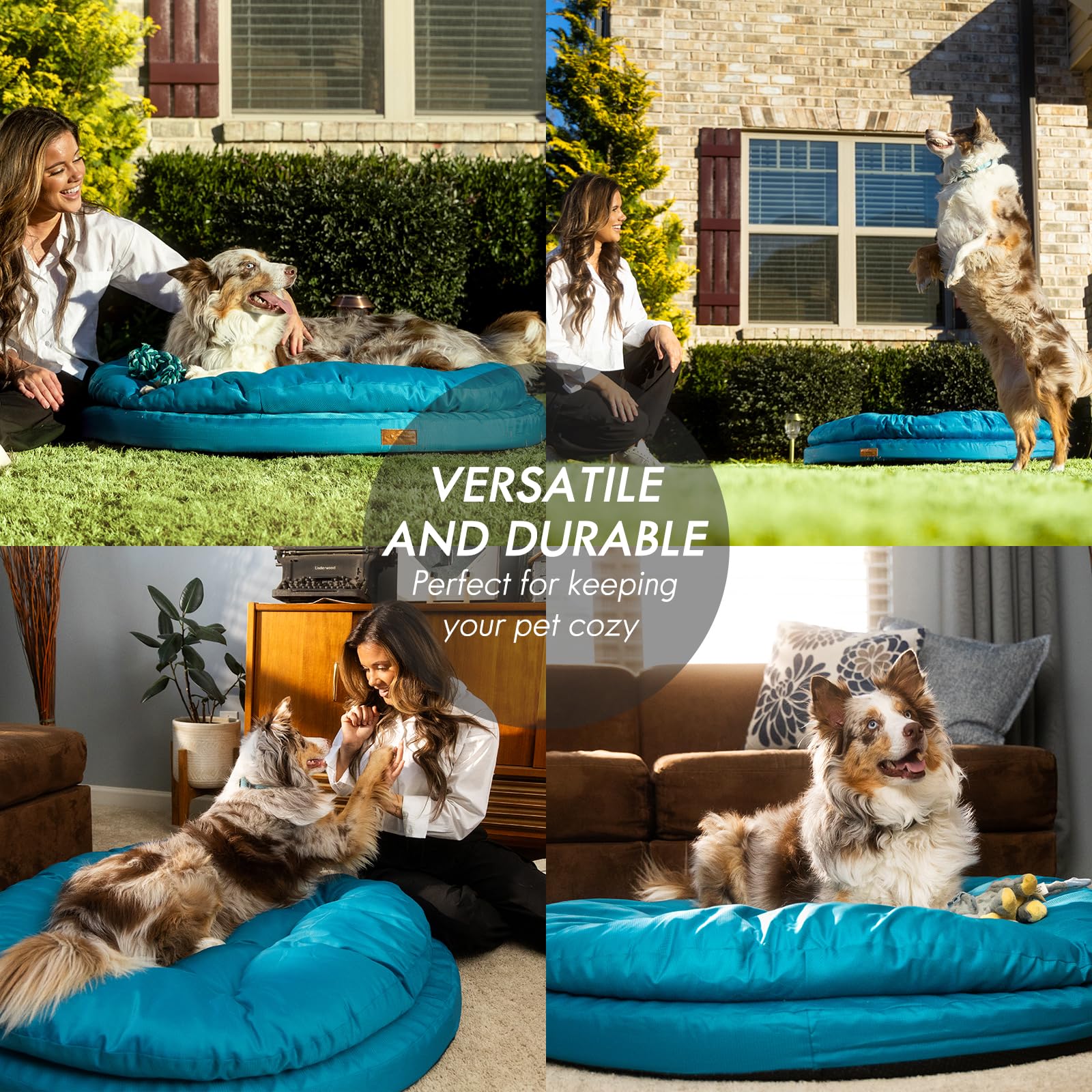 ClevaHome Cama Ortopédica para Perros, Cama Redonda de Doble Capa con Tejido Repelente al Agua, Base Antideslizante y Funda Lavable a Máquina (Azul Pizarra, XL)