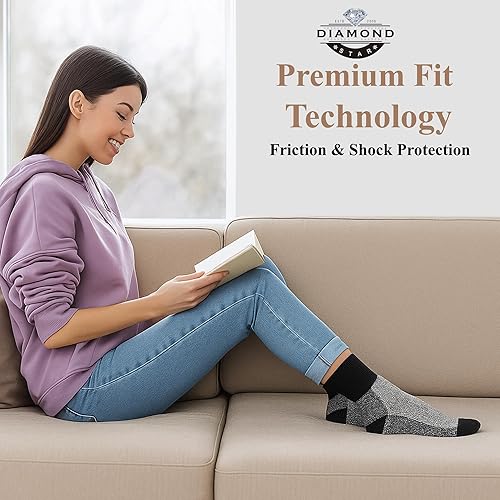 Miniatura 6 de Diamond Star Marino - Calcetines de lana para hombre, 6 pares de calcetines de invierno cómodos y cálidos con aislamiento térmico para clima frío