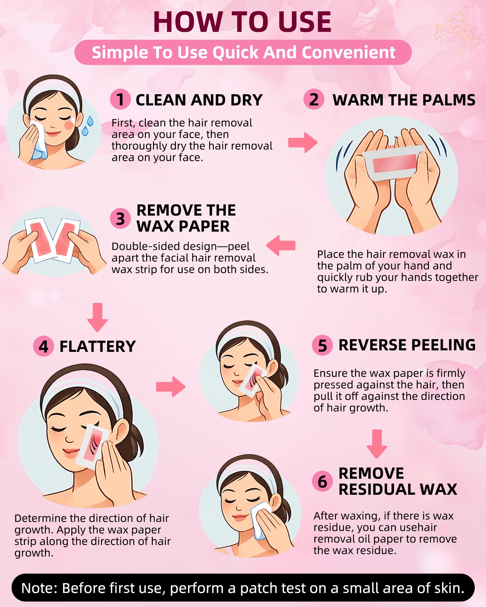 eodaimia 48pcs Wax Strips For Face, 48 Facial Wax Strips For Women, Waxing Kit For Women's Face, Eyebrow, Lip, Bikini, Chest, Body & 4 Calming Oil Wipes, Face Waxing Strips For All Skin Types — view 4