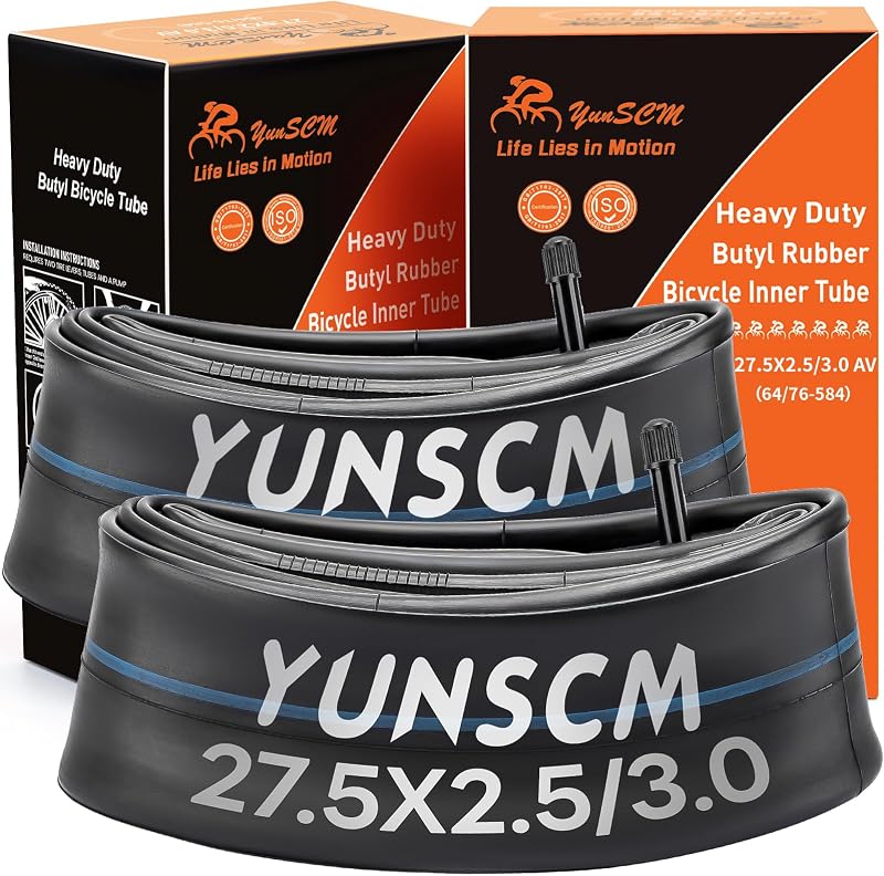 YunSCM 2 camere de aer de 27,5 inchi, valvă Schrader AV 32 mm, ranforsate, pentru biciclete electrice cu lățimea de 2,5 2,6 2,8 3,0