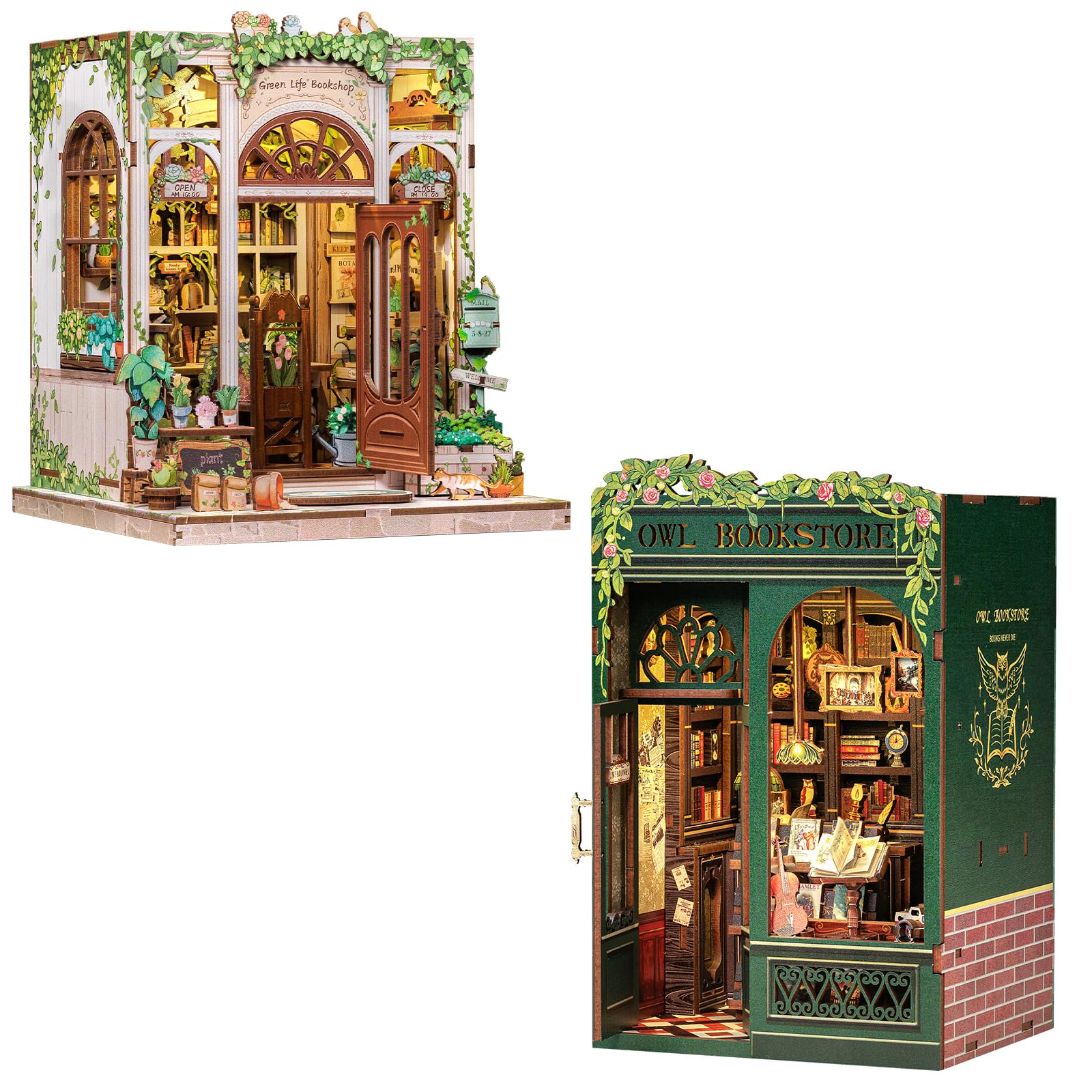 CUTEBEE Book Nook Kit – DIY Puppenhaus Häuser, Miniatur Haus Selber Bauen für Erwachsene, 3D-Holzpuzzle & Buchstütze | Kreatives Set für Bücherregal Dekor | Geschenk