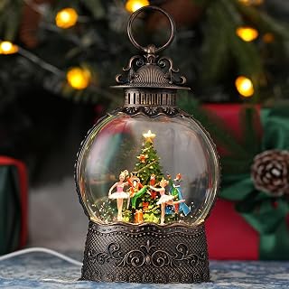 Snow Globe with Christmas Tree Dancing Ballet Girl Nutcrackers, Light Up Christmas Snow Globes with Music Timer - USB Plug or Battery Operated Glitter Globe Indoor Christmas Decorations
