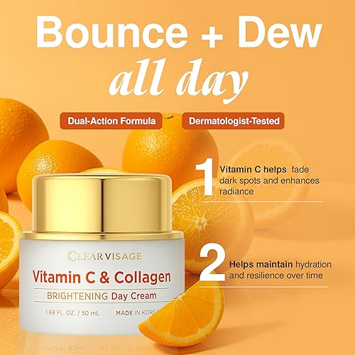 Miniatura 3 de Hidratante con vitamina C para la cara, dermatológicamente probado, con colágeno, crema facial antienvejecimiento, ultra hidratante, brillante,