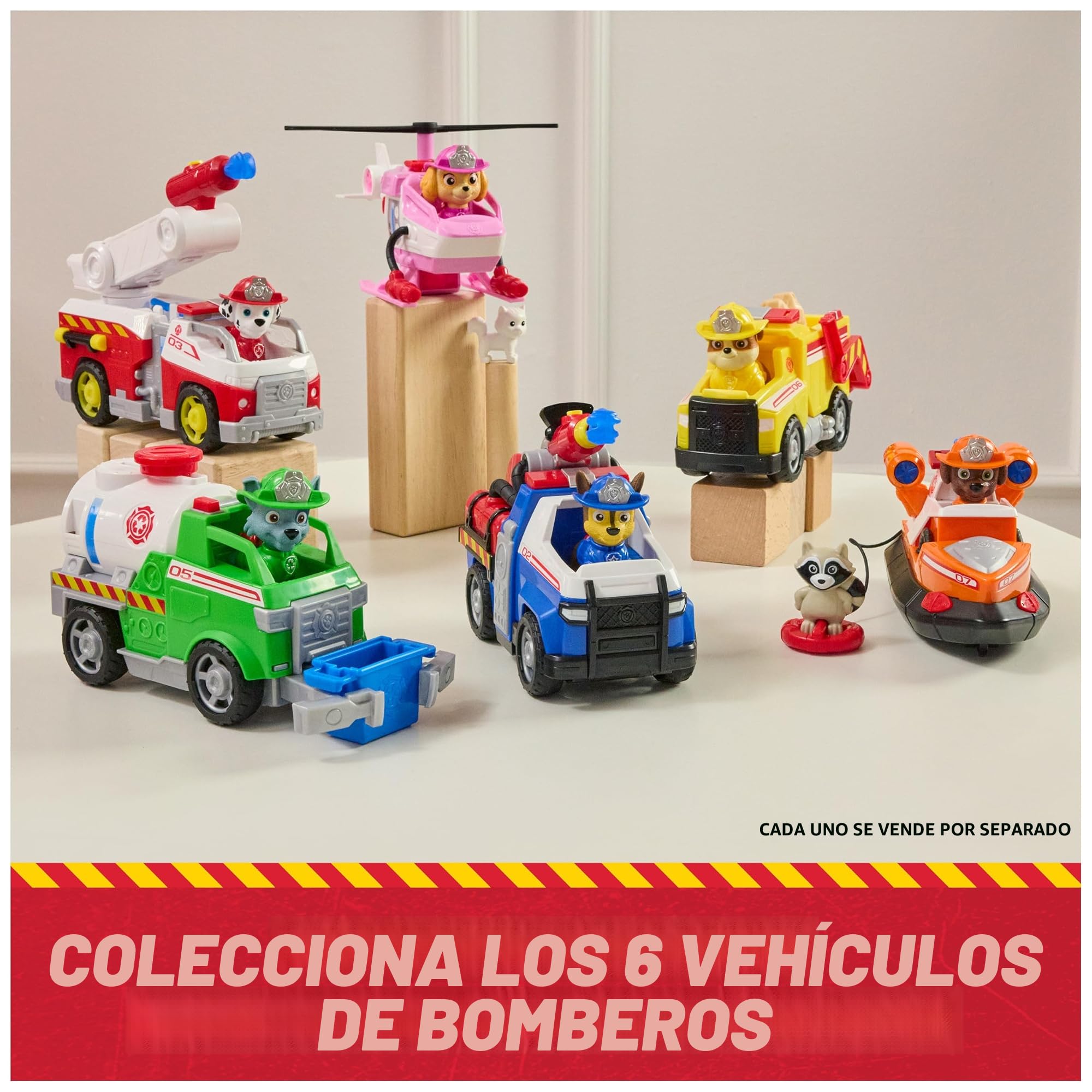 Paw Patrol – Patrulla Canina – Vehículo Figura Chase Fire Rescue Mission Bomberos – Coche Figuras coleccionables – 2 proyectiles – Patrulla Canina de Juguete – Coche Infantil – Juguete Infantil de 3