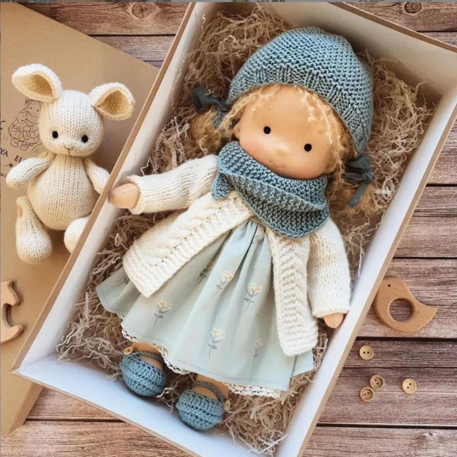 TQIUH Handmade Waldorf Doll, Handmade Crocheted Vintage Cute Doll