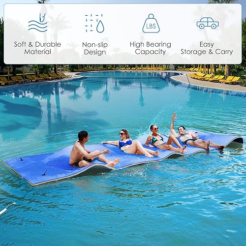 Miniatura 6 de GLACER 9 x 6 pies alfombra de agua flotante 3 capas espuma XPE resistente al desgarro almohadilla de agua flotante duradera para la recreación y
