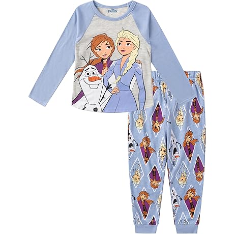 Frozen Elsa Long Sleeve Top and Leggings Pajamas for Toddlers and Little Girls