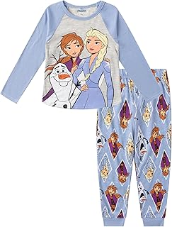 Frozen Elsa, Anna, and Olaf Girls Long Sleeve Shirt and Pants Set for Toddler and Little Kids