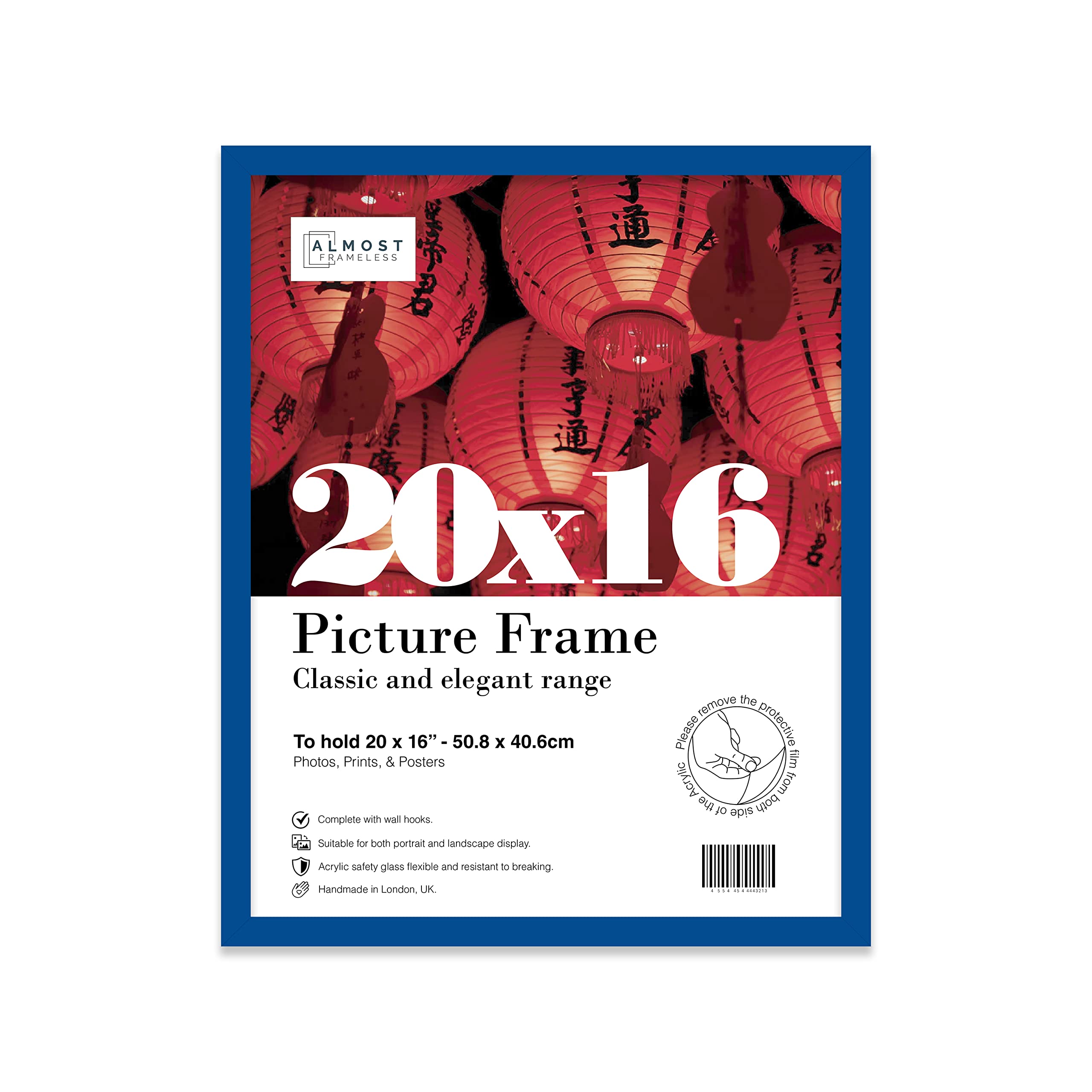 20x16 Inch Blue Photo Frame Wall Mountable Picture Frame Standard Photograph Size, 20" X 16" (51 X 41cm)