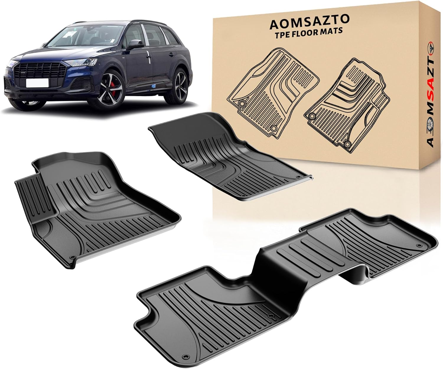 2024 Q7 Floor Mats: All Weather Floor Mats Custom Fit for 2017-2024 Audi Q7 and 2019-2024 Q8 Anti Skid Rubber Floor Liners Audi Q7 2017-2024/Q8 2019-2024 Floor Mats
