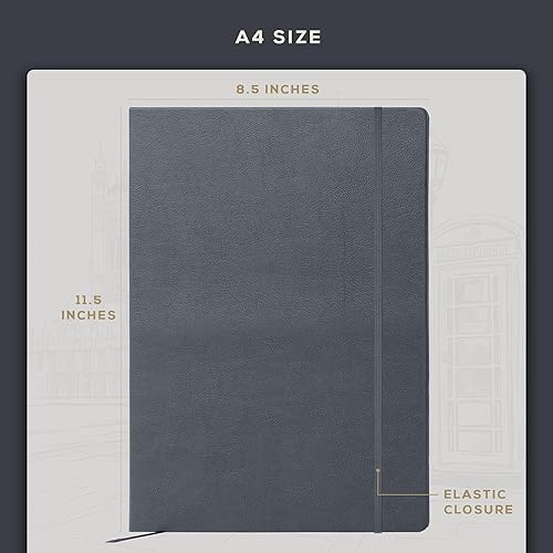 Miniatura 3 de BEECHMORE BOOKS Cuaderno de diario rayado, 8.5 x 11.5 pulgadas, A4 160 páginas rayadas, diarios de cuero de tapa dura para mujeres, hombres,