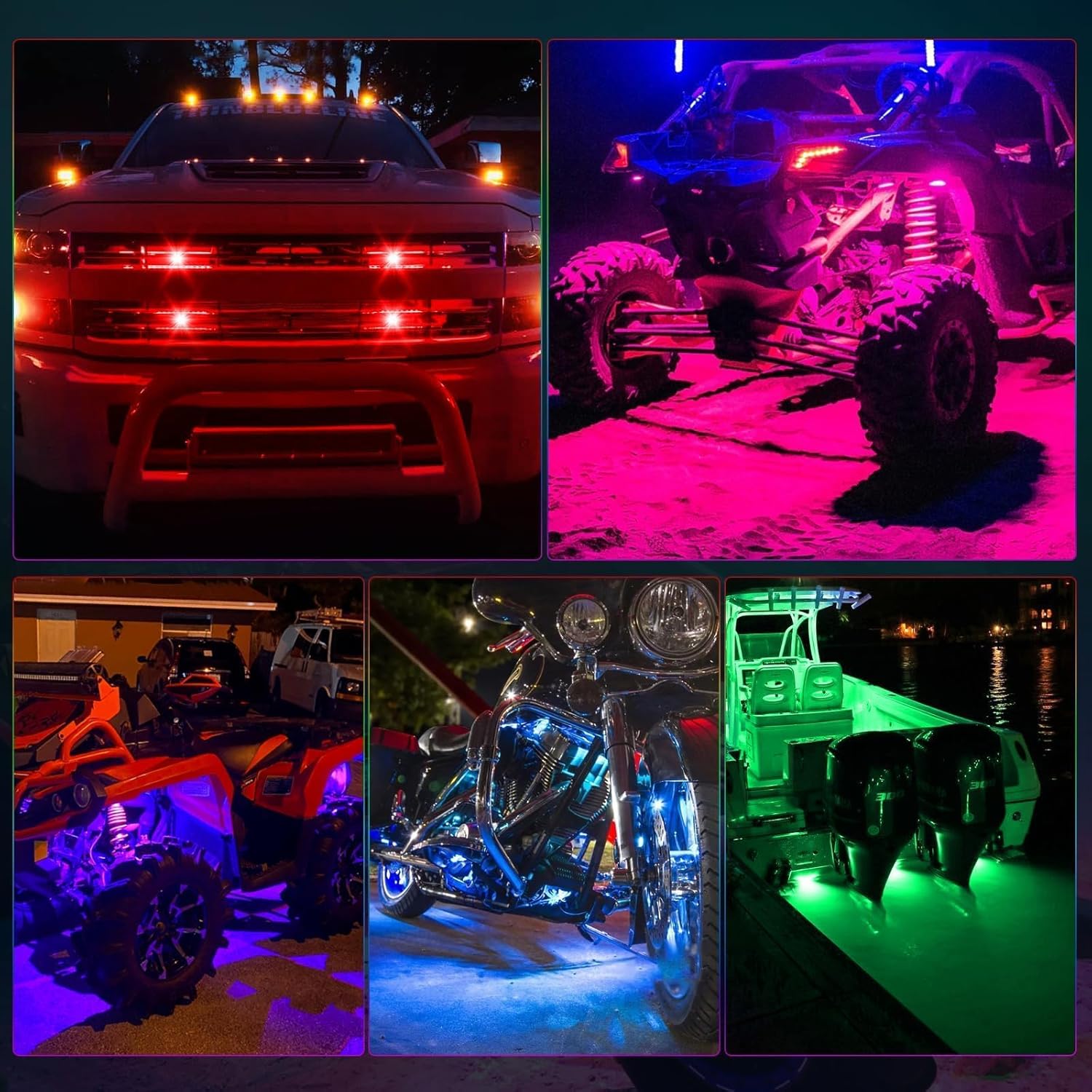 RGB Rock Lights 4Pods LED Rock Light Kit w/Remote&App Control Underglow Multicolor LED Neon Light Wheel Well Lights for ATV UTV RZR Can-am Wrangler Golf Cart