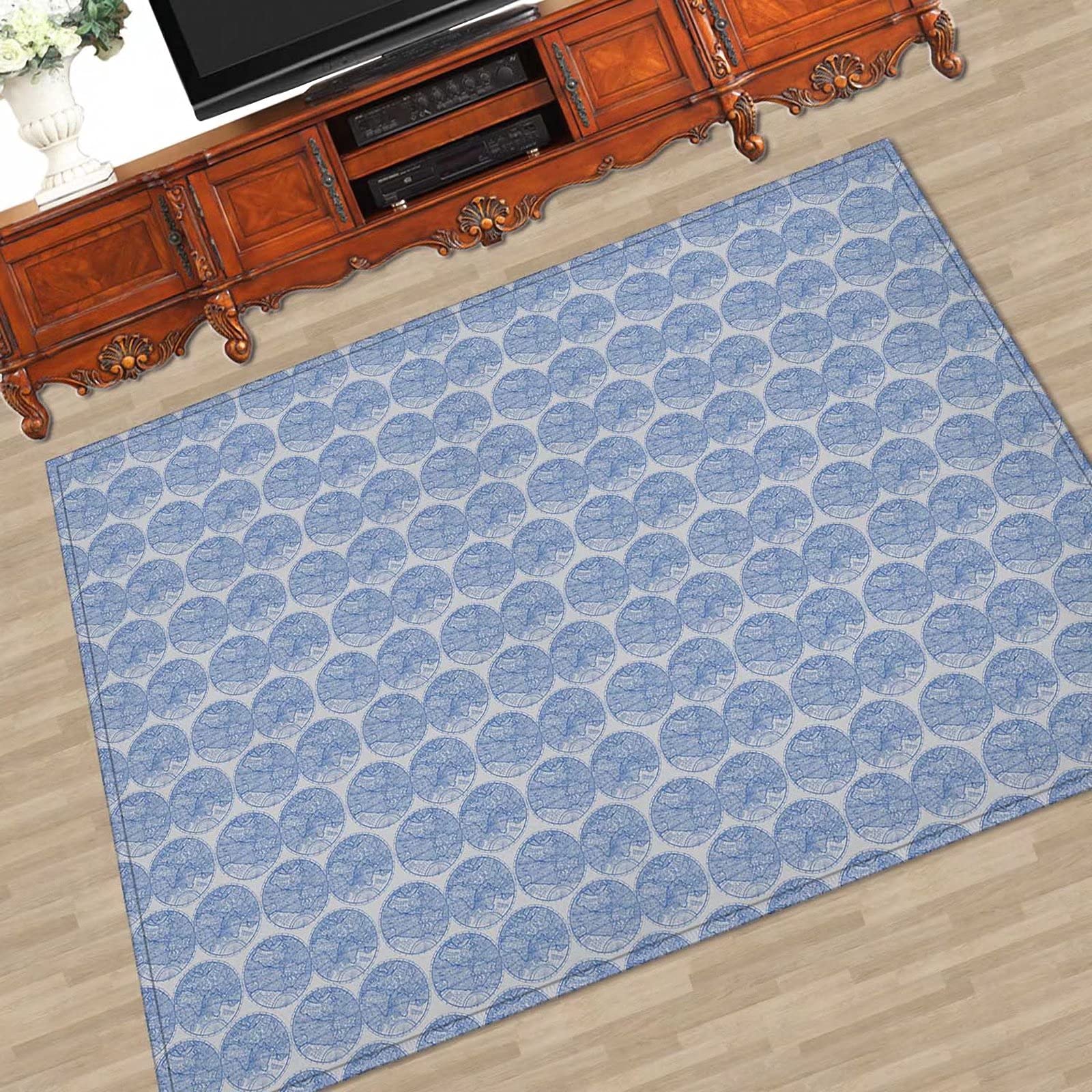 Felpudo de interior para puerta delantera, absorbente de barro y nieve mágica en el interior de la suciedad, alfombra de entrada lavable a máquina, círculo azul, 31.4 x 47.2 pulgadas