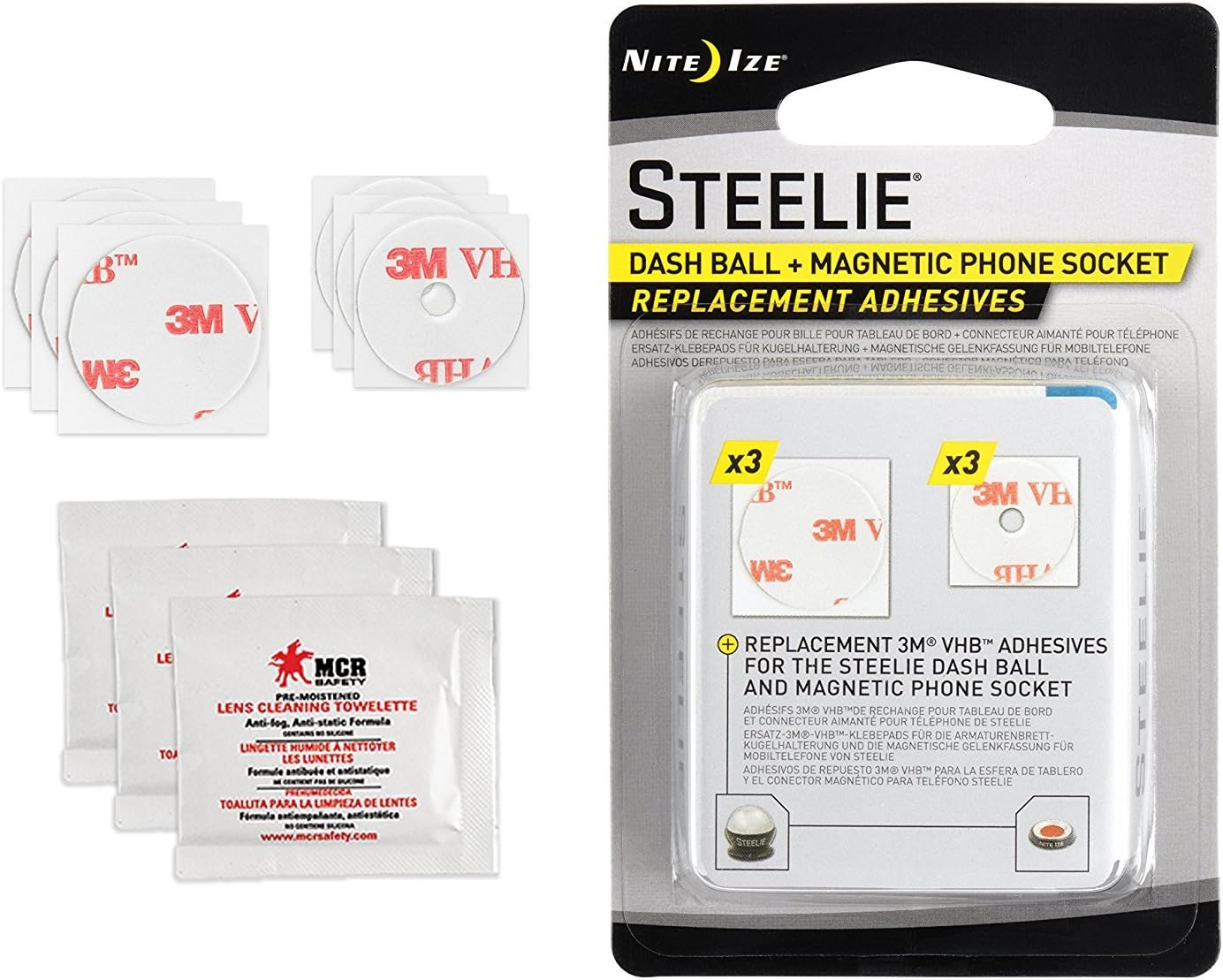 Nite Ize Original Steelie Dash Mount Replacement Adhesive Kit - Adhesives for Steelie Magnetic Phone Mounting System