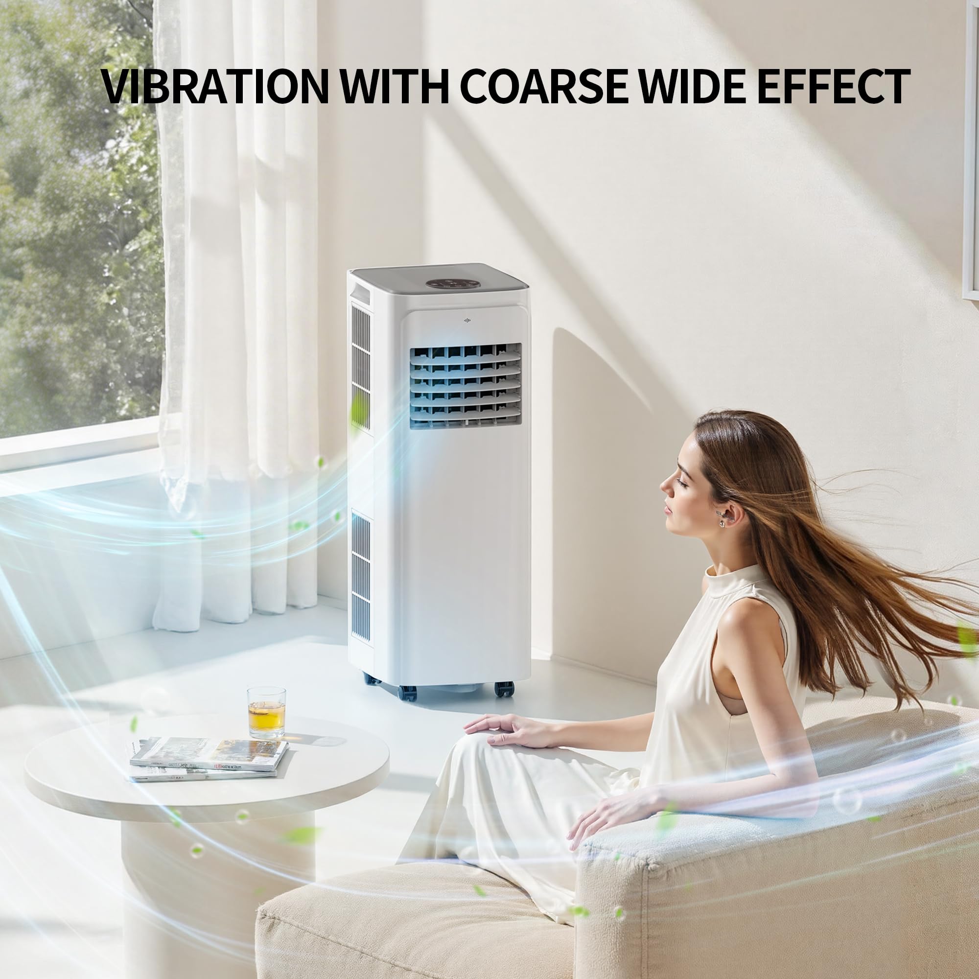 3-in-1 tragbarer Klimaanlage mit einer Leistung von 12.000 BTU – ELECCI Mobile Air Conditioning: Kühlfunktion, Entfeuchtung, Ventilatormodus für den Homeoffice-Bereich, Klimagerät mit 24-Stunden-Timer