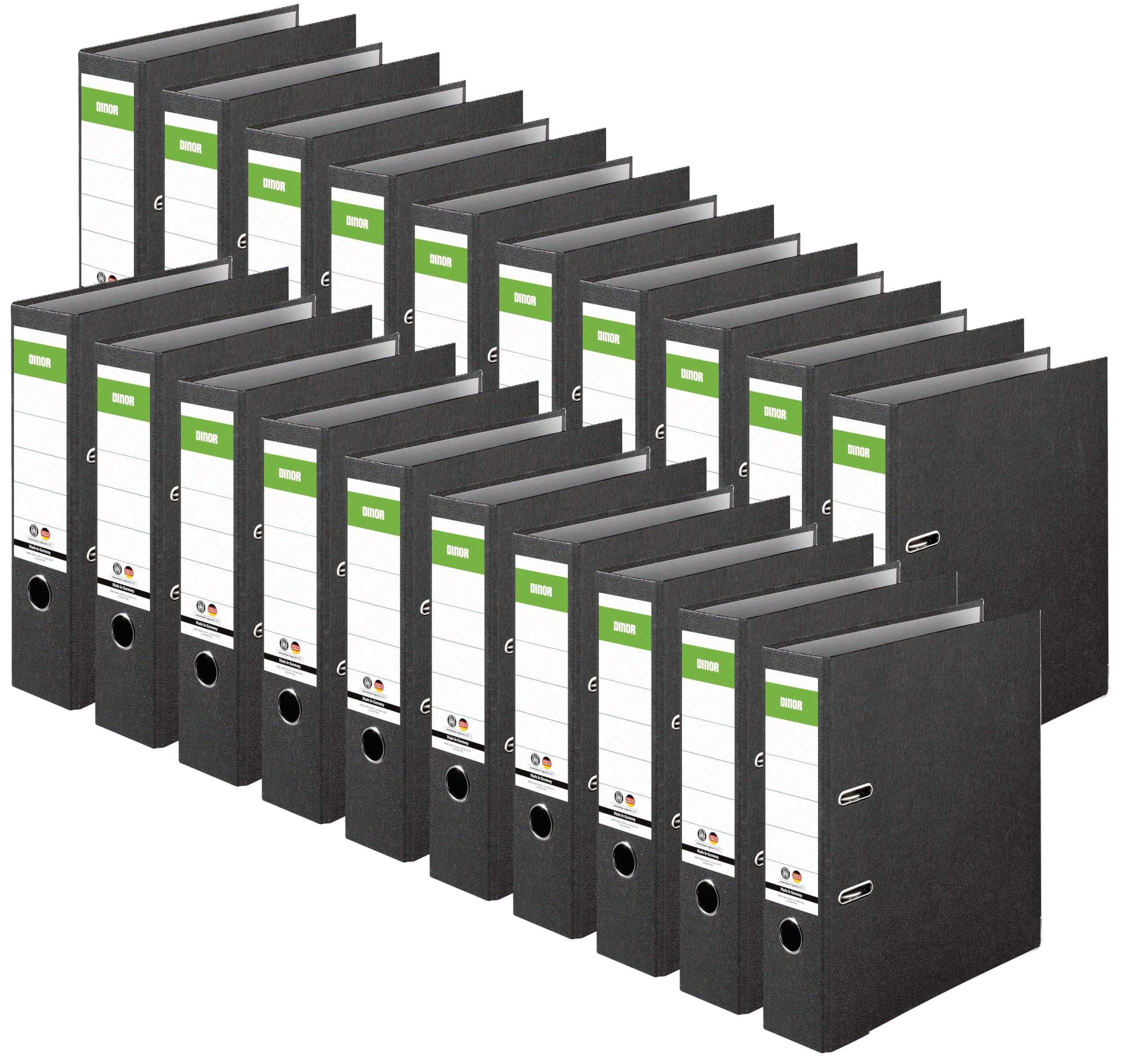 Original DINOR Ordner - Recycling - Made in Germany. 8 cm breit DIN A4 schwarz Aktenordner Briefordner Büroordner Pappordner Schlitzordner Blauer Engel (Ordner Wolkenmarmor 20er Pack breit)