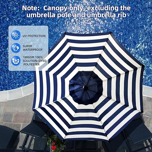 Miniatura 2 de Trenovo Patio Umbrella Replacement Canopy, Replacement Umbrella Covers with 8 Ribs, 9ft Water Resistant Cloth Umbrella Replacement Top for Garden