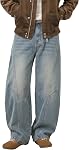 Hommes Jeans Baggy Jambe large Y2K Relaxed Loose Fit Vintage Denim Pantalons Hip Hop Skate Streetwear