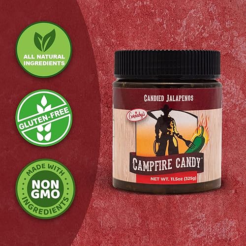 Miniatura 6 de Cornaby's Campfire Candy - Pimientos jalapeños dulces y picantes en cubitos en un frasco - Sabor gourmet sin OMG a base de plantas sin gluten