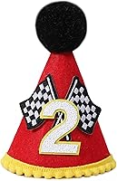 Vista 1 de Decoración de dos cumpleaños rápidos: dos sombreros de cumpleaños rápidos, corona de cumpleaños con temática de carreras, corona de cumpleaños