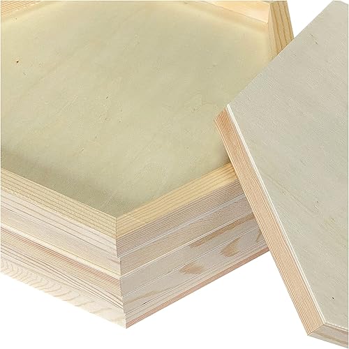 Miniatura 5 de Paneles de madera sin terminar para pintar, tableros con marco hexagonal de madera en blanco para manualidades y vertido de arte (10 x 11.6
