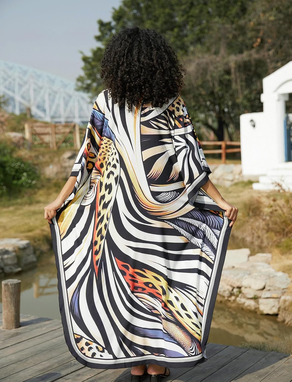 Kaftan Dress for Swimwear Women Plus Size Bathing Suit Cover Up Beach Robe - Image 5