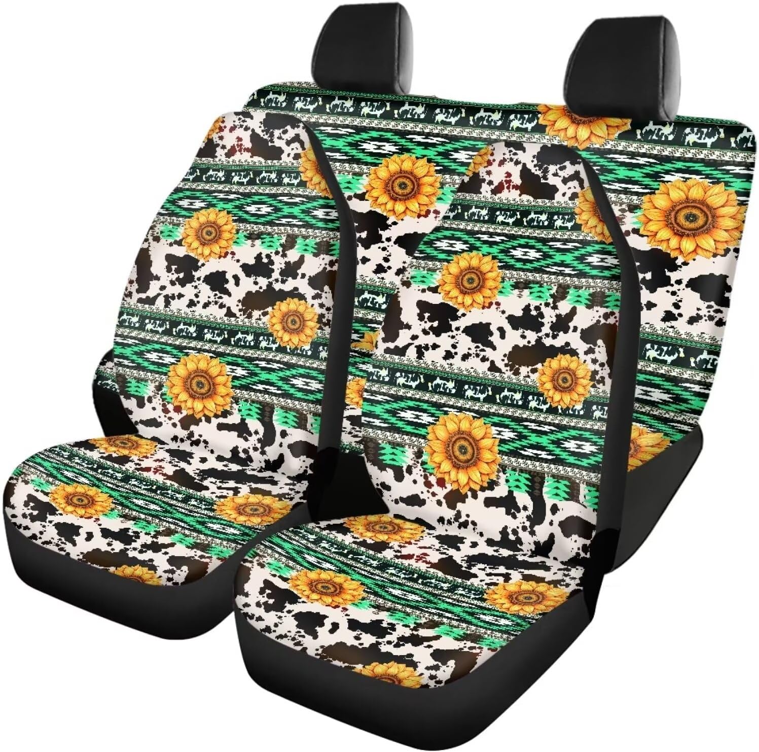 Dreaweet Hawaiian Car Seat Covers Full Set for Women,Galaxy Palm Tree Print Front Bucket Seat Protectors with Split Bench Back Seat Covers,Universal Seat Covers for Cars Trucks SUV