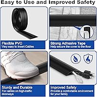 Vista 3 de Cubierta para cable de suelo de 10 pies, para ocultar el cable gris, cubiertas duraderas para cables en el suelo, cubierta de cable de alimentación