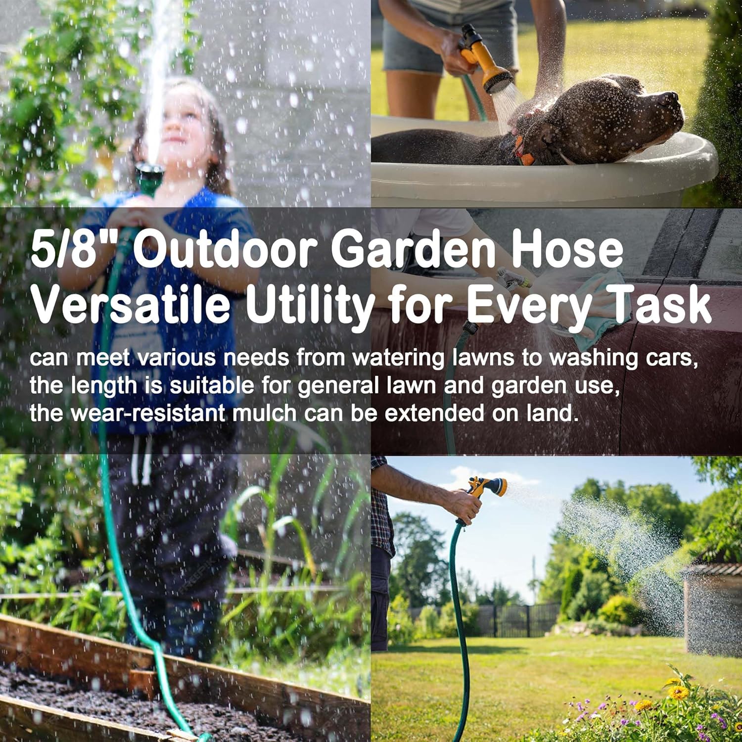 75FT Flexible Garden Hose for Patio: 5/8 Inch Lightweight Water Hose with Male to Female Leak-Free Connections for Large Residential Yard and Driveway Use