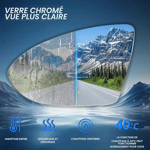 Vetro Specchietto Sinistro Golf 7-Specchietto Laterale Riscaldato Sinistro Golf 7 Asferico, Vetro Specchietto Lato Guida con Piastra di Supporto - 3
