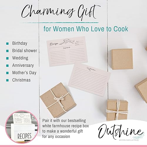 Miniatura 10 de OUTSHINE Tarjetas de recetas de 4 x 6 pulgadas, diseño de granja, plantilla de tarjeta de recetas para caja de recetas, juego de 50 tarjetas de
