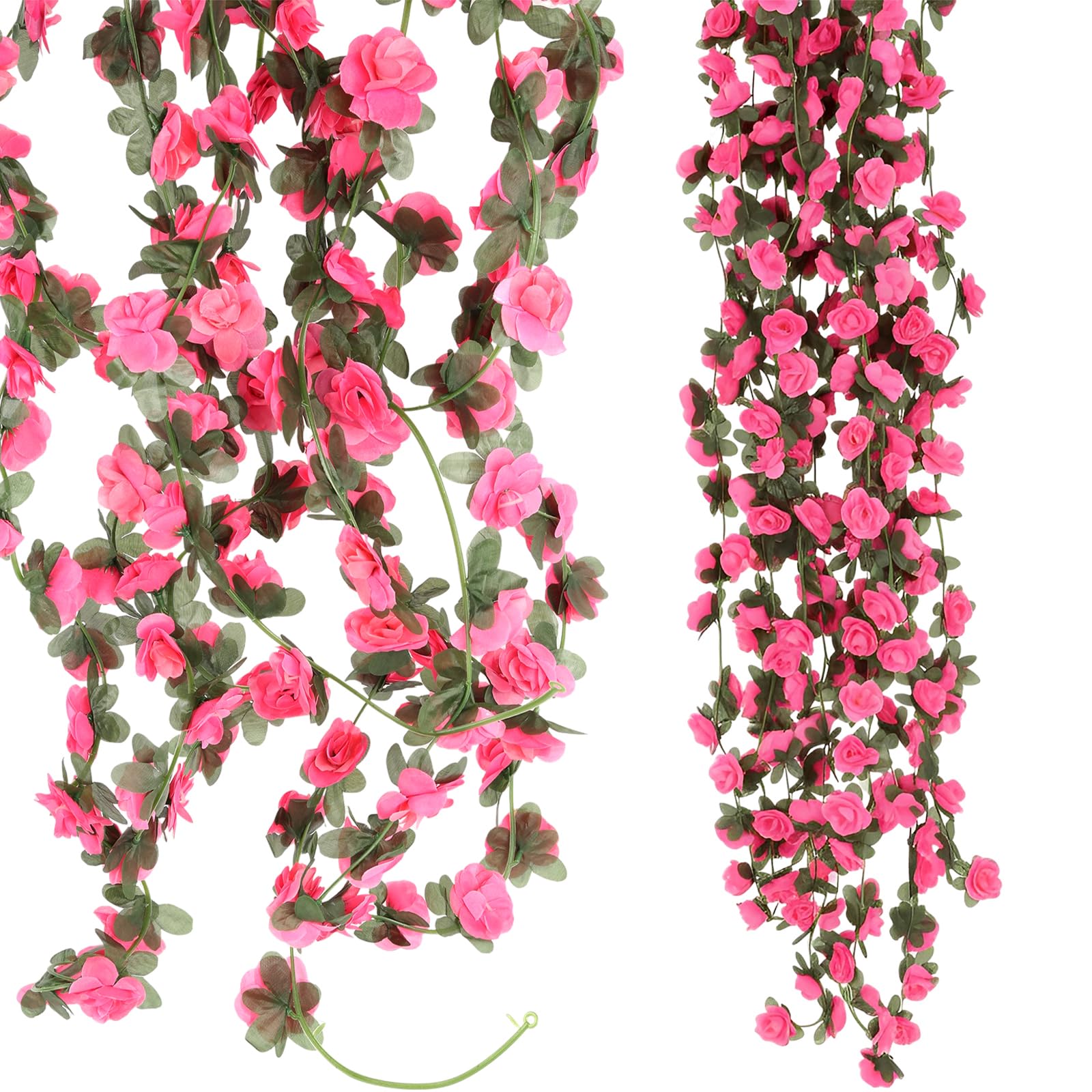 Lot de 8 tiges de roses artificielles rouges denses de 94,5 pouces