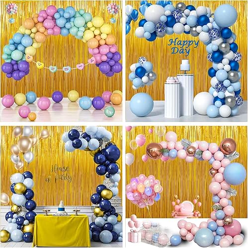 Miniatura 6 de Paquete de 3 serpentinas doradas de 3.3 x 8.2 pies, cortinas de flecos de papel de oropel dorado para decoraciones de fiesta de cumpleaños, boda,