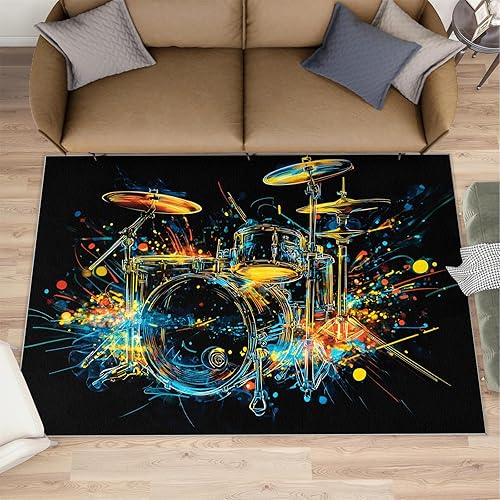 Miniatura 149 de Alfombra de instrumentos musicales – Alfombras de 4 x 5 pies para sala de estar, alfombra de área musical, alfombra de área musical, alfombra