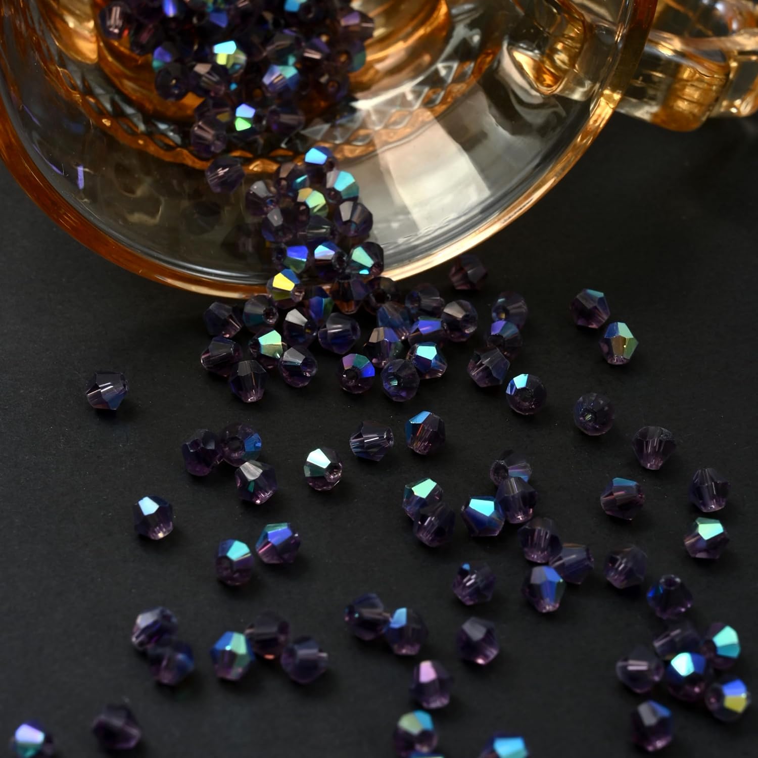 1000pcs 4 mm Bicone Crystal Beads Faceted Crystal Glass Beads Bulk for Jewelry Making DIY Necklace Bracelet Earring (Violet AB Color) - Image 5