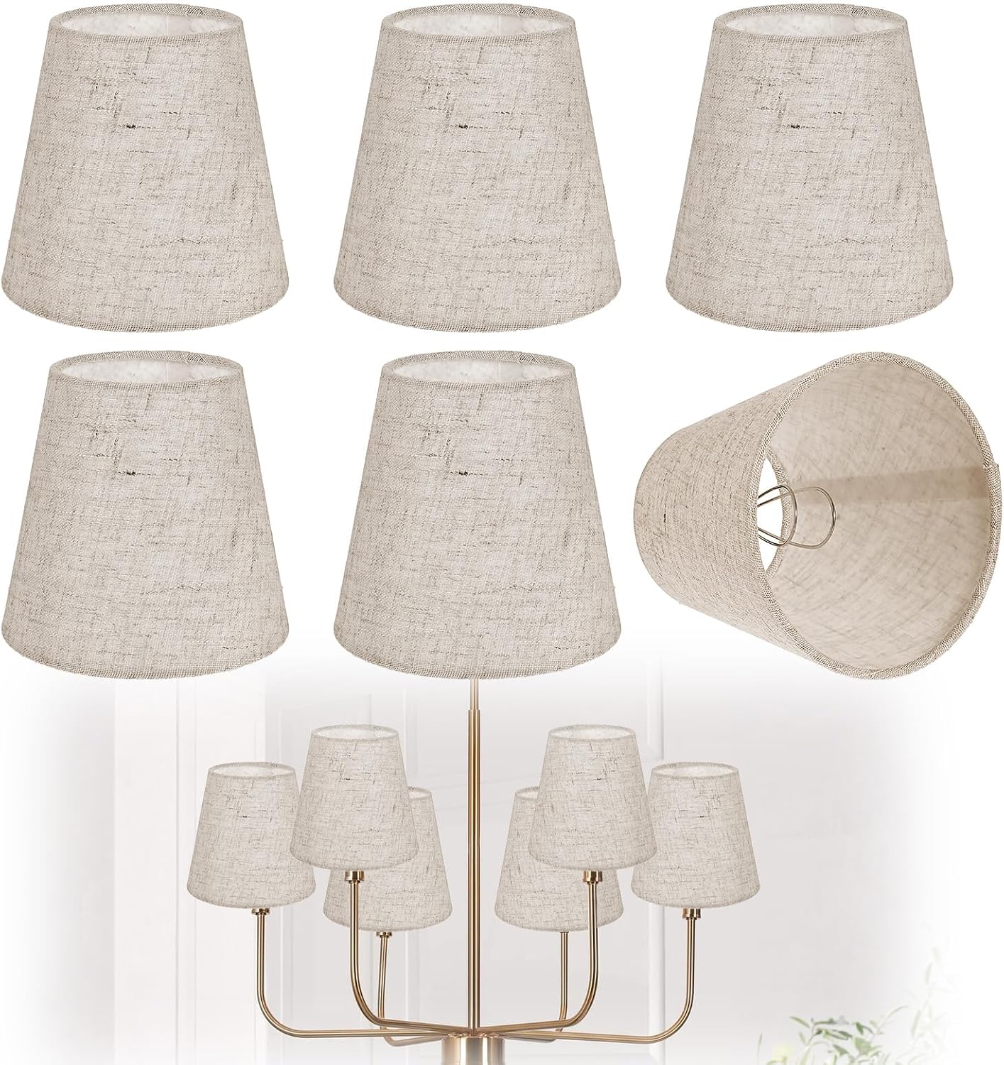 6pcs Chandelier Shades Small Lamp Shades Mini Lampshade 3.5x5x5.5in Clip on Lamp Shade Set Home Decor for Chandelier Lamps Replacement Small Table Wall Lamps