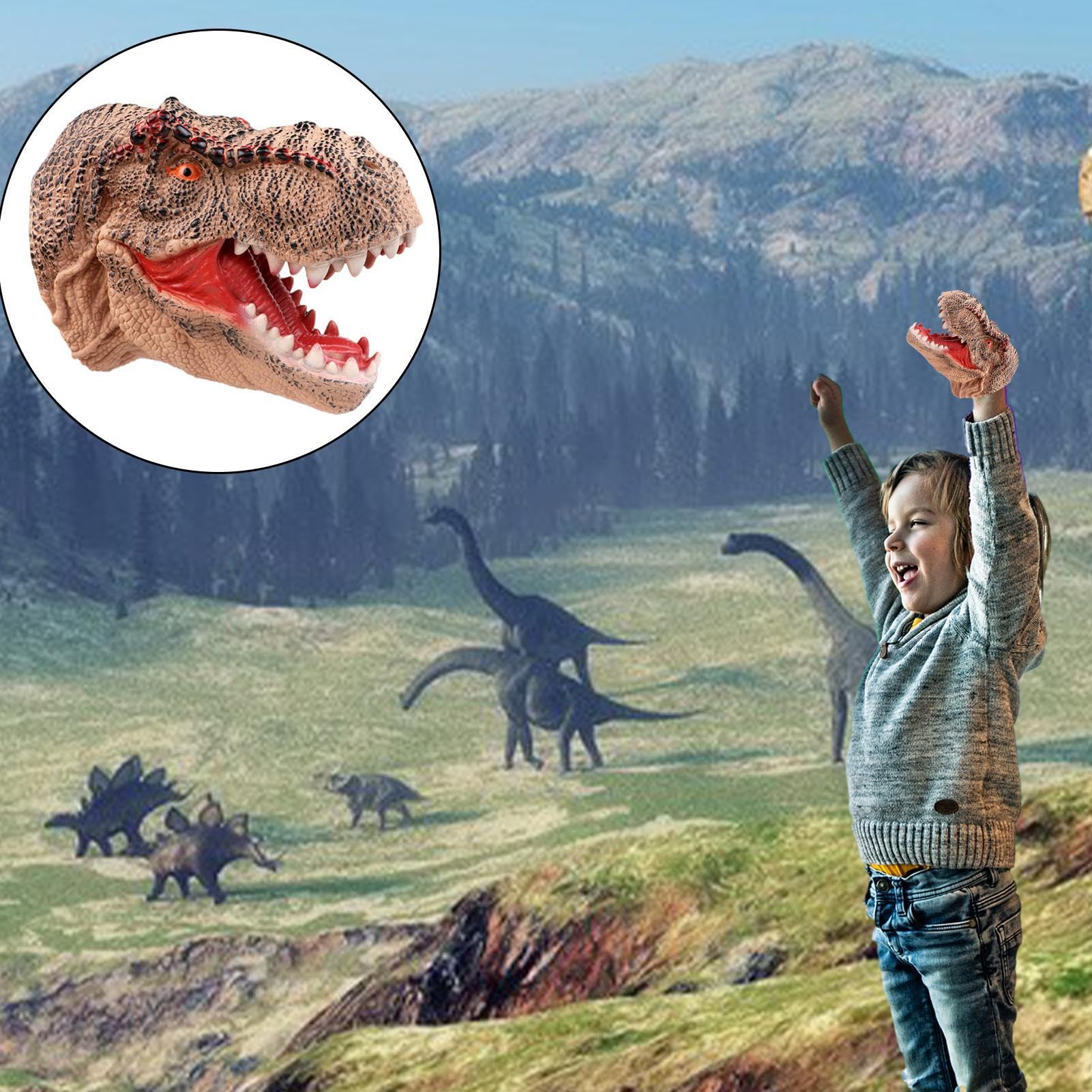 Juguetes De dinosauriodeGoma – Marioneta T Rex De 19x16 Cm, dinosauriodeMano De Goma De Vinilo, Guante Educativo con Cabeza De dinosauriodeBoca Flexible | Juguete Interactivo De dinosaurioPara — view 3