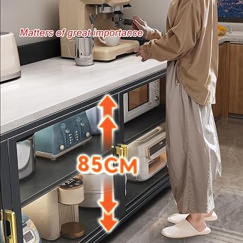 JKGHK Kitchen Storage Cabinet, Food Prep Baker's Rack Table with Flip Doors, Kitchen Food Pantry Cabinet with Adjustable Shelves, Prep Cabinets for Business, Garage(White,39x31in)