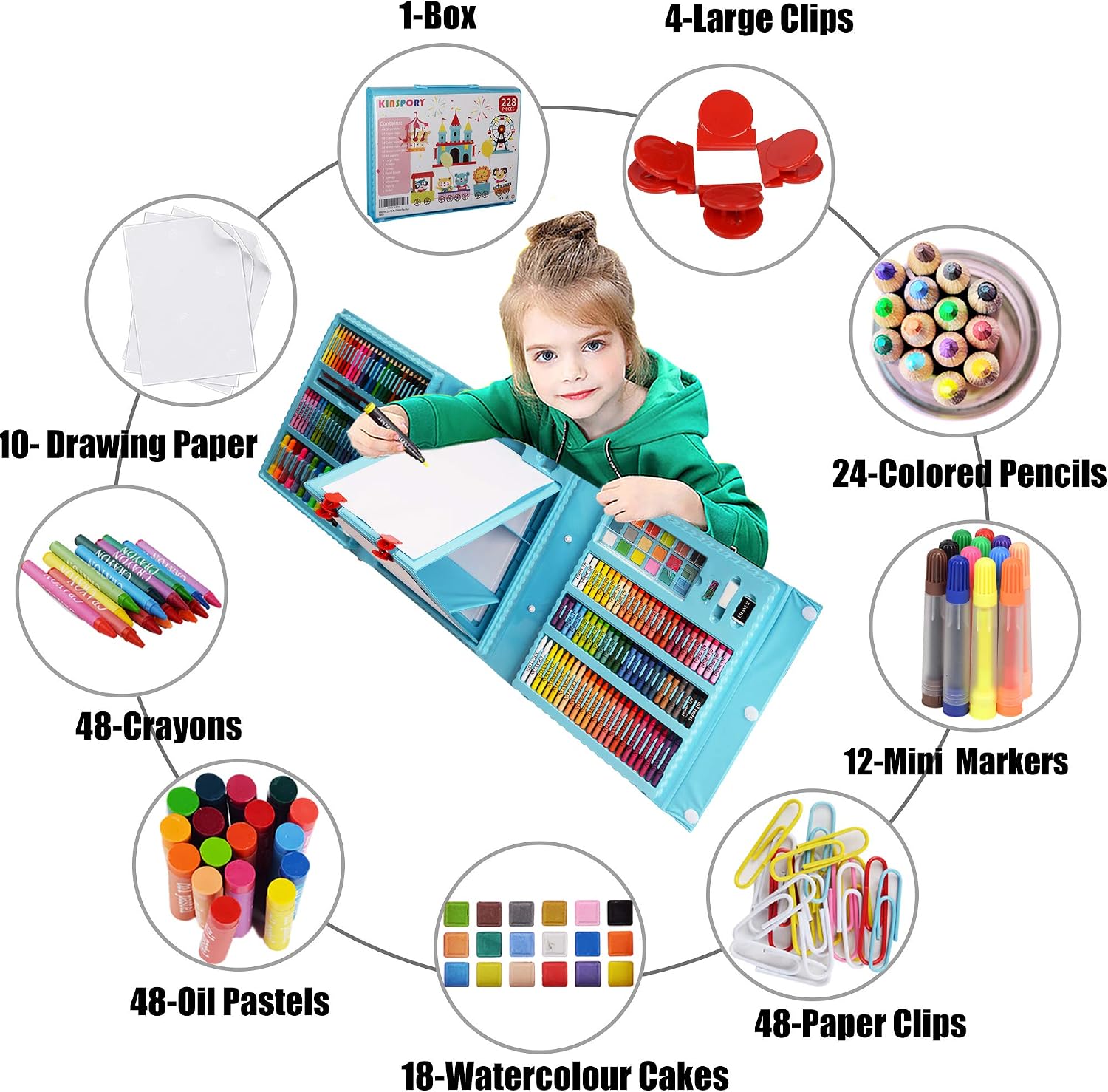 KINSPORY 290 PCS Art Set for Kids Deluxe Coloring Drawing Art Supplies Case Gift for Teens Boys Girls 4 5 6 7 8 9 10 11 12 - Image 5