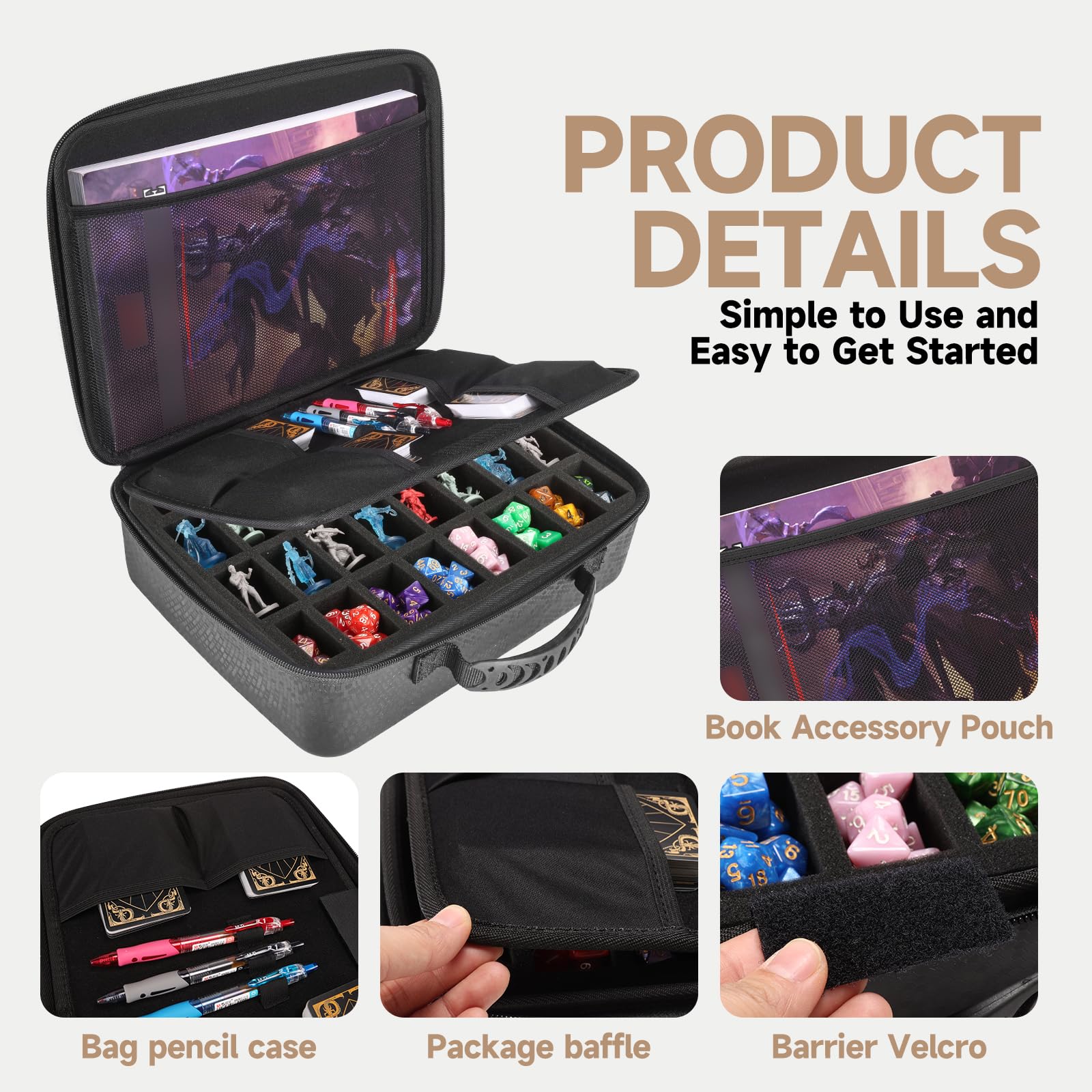 Torba Podróżna Na Miniatury Dostępna Do Dungeons And Dragons, Przechowywanie Miniatur DND, Etui Na Kości Dla Zestawu Kości DND, Kompatybilna Z Warhammer 40k I Innymi Gry Stołowe
