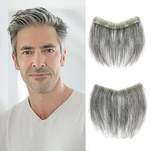 viviaBella Cinta recta para hombre en forma de V, línea de pelo hairextension de poliuretano base de piel fina para hombre, toppers de repuesto