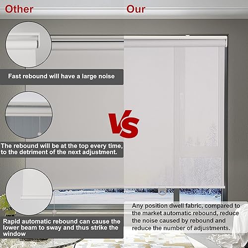 Miniatura 5 de Sulugood Persianas filtrantes de luz para ventanas, sin cordón, con un 5% de apertura, cortinas enrollables de tela solar, traslúcidas y reducen el