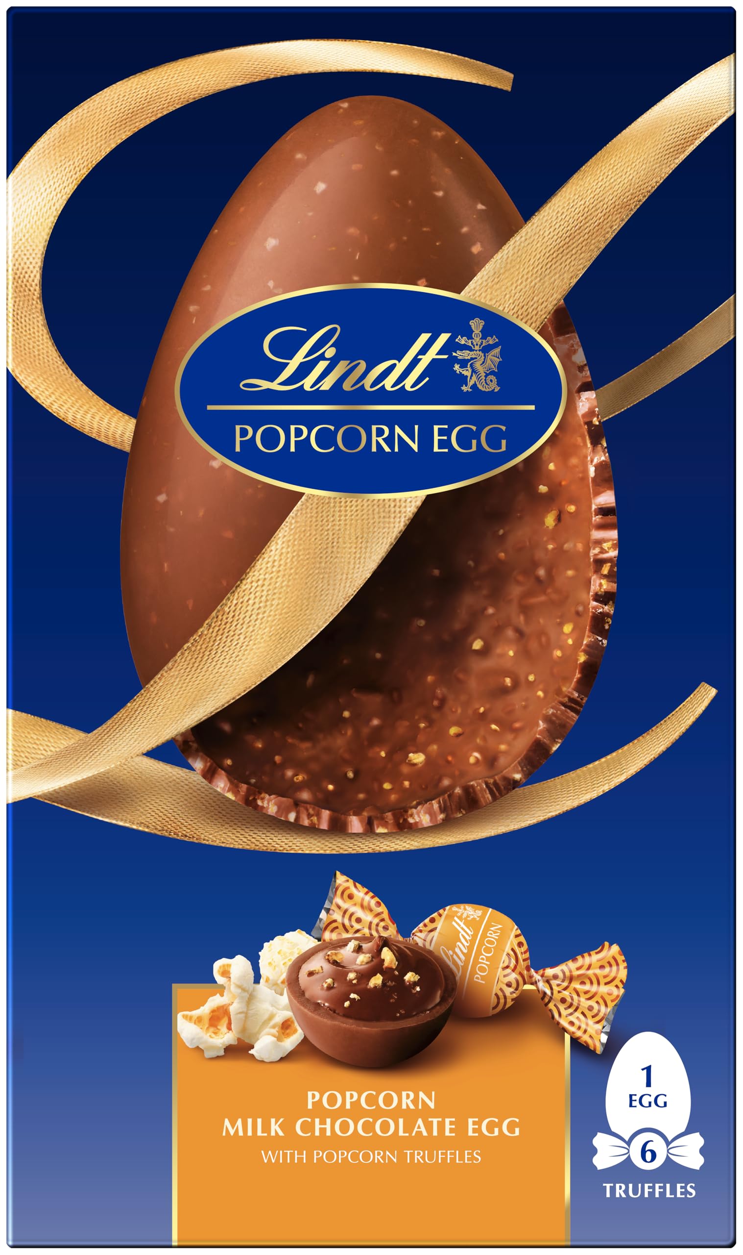 Lindt Lindt Popcorn Chocolate Easter Egg 249g – Milk Chocolate with Crunchy Popcorn Pieces – Fun Easter Chocolate Treat – Easter, gift
