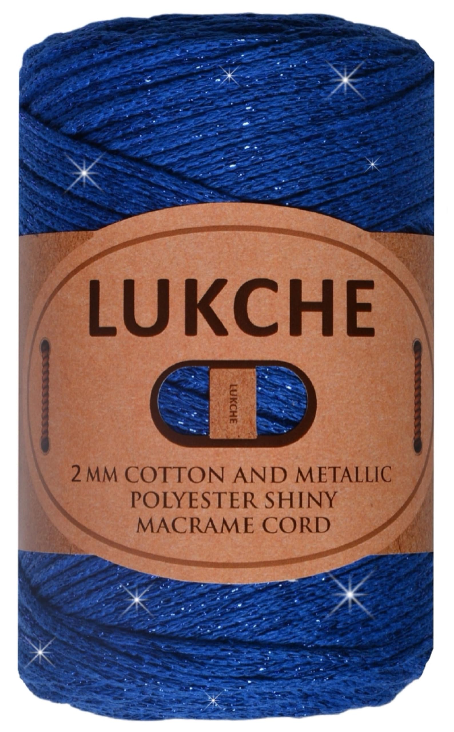 Cordon macramé brillant 3mm bleu roi fil 75% coton idéal pour plaque et grand tapis